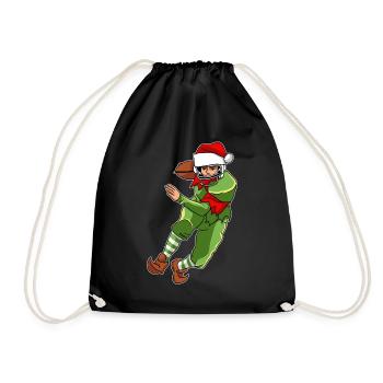 Football Elf Santa Claus - Drawstring Bag - black - Front