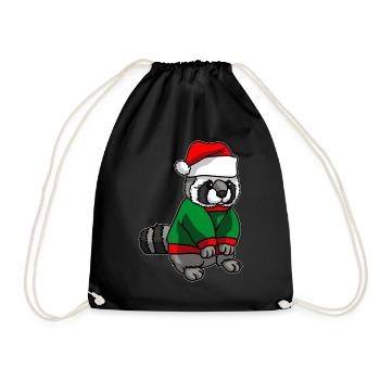 Raton laveur avec chandail de Noël - Sac de sport léger - noir - Devant