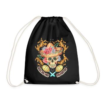 Crâne Totenkopf Sombrero-Crâne Dia-de-Los-Muertos - Sac de sport léger - noir - Devant
