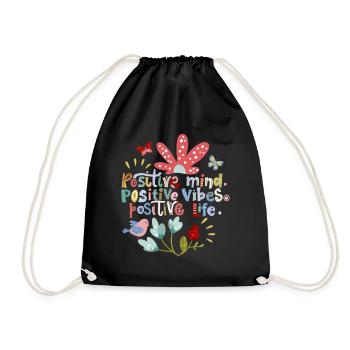 Motivation positive, ondes positives, typographie - Sac de sport léger - noir - Devant