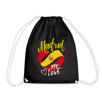 Madrid-Spain, flag, funny saying - Drawstring Bag - black - Front