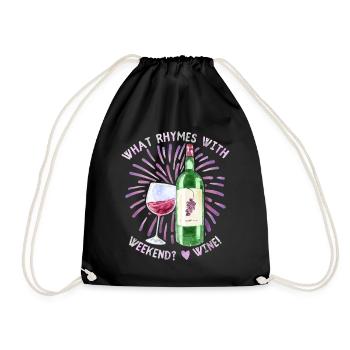 Wine, red wine, funny saying for wine drinkers - Drawstring Bag - black - Front
