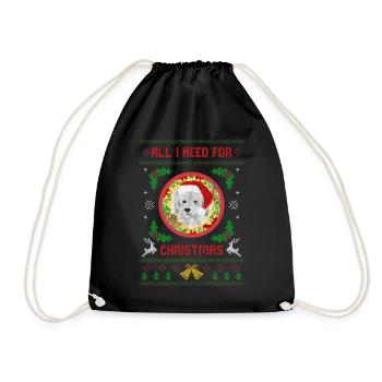 All I Need For Christmas is My Dog Ugly Christmas - Drawstring Bag - black - Front