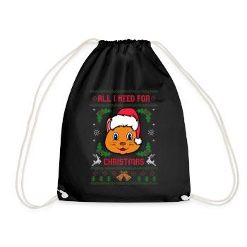 All I Need For Christmas is My Cat Ugly Christmas - Drawstring Bag - black - Front
