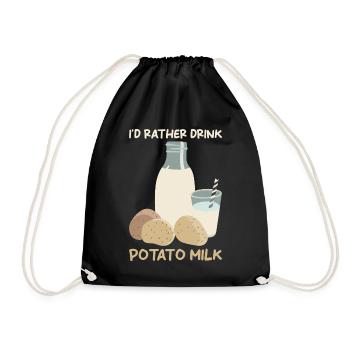 Potato milk saying - Drawstring Bag - black - Front