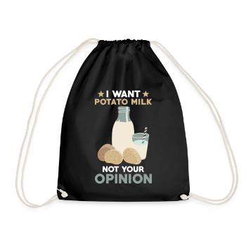 Kartoffel Milch Spruch Vegane Milch - Turnbeutel - Schwarz - Vorne