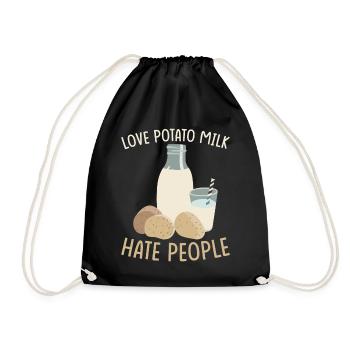 Potato milk saying - Drawstring Bag - black - Front