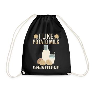 Potato milk saying - Drawstring Bag - black - Front