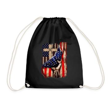 Jesus Christ Bible USA Flag Bible Christian - Drawstring Bag - black - Front
