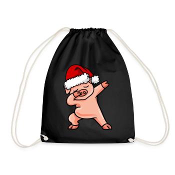 Dabbing Schwein Christmas - Turnbeutel - Schwarz - Vorne