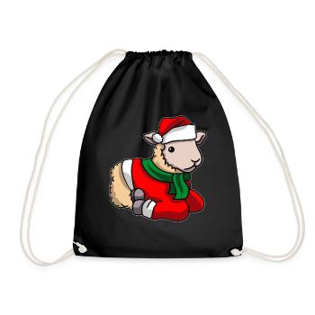 Sheep with Christmas Sweater - Drawstring Bag - black - Front