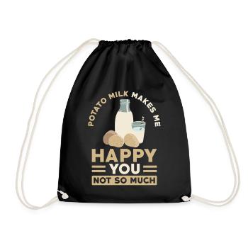 Potato milk saying - Drawstring Bag - black - Front
