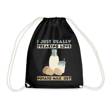 Potato milk saying - Drawstring Bag - black - Front