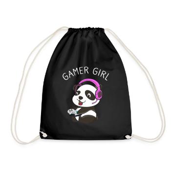 Gamer Girl Gamer Panda - Turnbeutel - Schwarz - Vorne