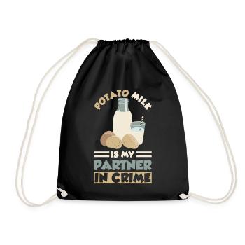 Potato milk saying - Drawstring Bag - black - Front