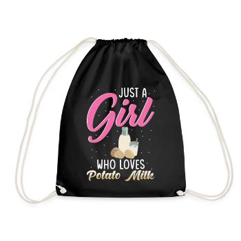 Potato milk saying - Drawstring Bag - black - Front
