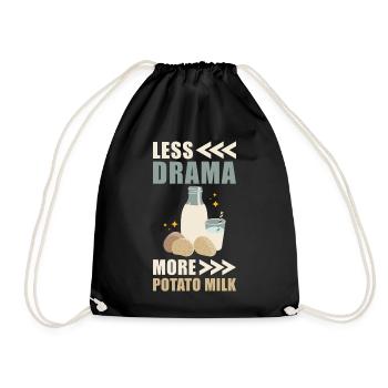 Potato milk saying - Drawstring Bag - black - Front