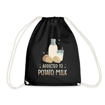 Potato milk saying - Drawstring Bag - black - Front