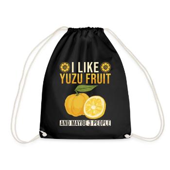 Yuzu Fruit Saying - Drawstring Bag - black - Front