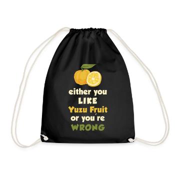 Yuzu Fruit Saying - Drawstring Bag - black - Front