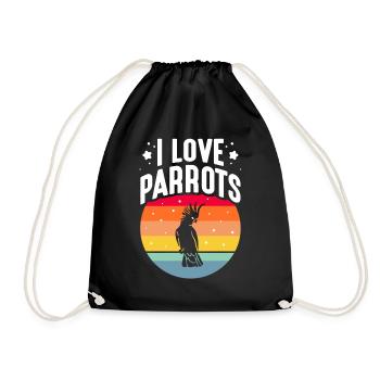 I Love Parrot Animal Parrot Cute Pet - Drawstring Bag - black - Front