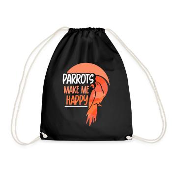 Parrots make me happy animal parrot cute - Drawstring Bag - black - Front