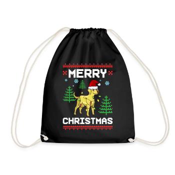 Labrador Retriever Dog Puppy Owner Christmas - Drawstring Bag - black - Front