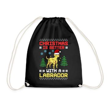 Labrador Retriever Dog Puppy Owner Christmas - Drawstring Bag - black - Front
