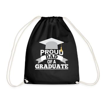 Proud father of a graduate - Drawstring Bag - black - Front