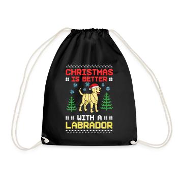 Labrador Retriever Dog Puppy Owner Christmas - Drawstring Bag - black - Front