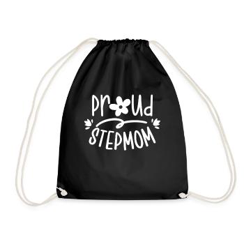Proud stepmother child foster mother - Drawstring Bag - black - Front