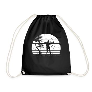 Archery Bow Arrow Archery - Sunset Archer Girl - Drawstring Bag - black - Front
