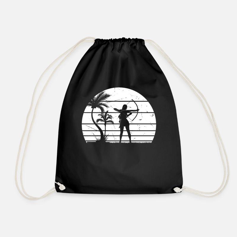 Archery Bow Arrow Archery - Sunset Archer Girl - Turnbeutel - Schwarz