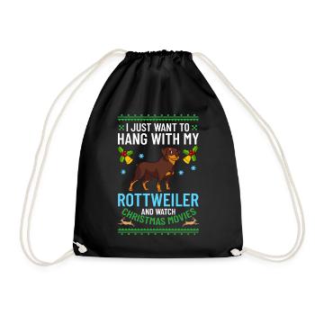 Rottweiler Hund Welpen Besitzer Halter Weihnachten - Turnbeutel - Schwarz - Vorne