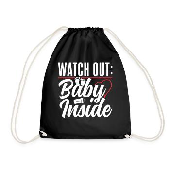 Achtung! Baby Drinnen Baby Inside Schwanger Süß - Turnbeutel - Schwarz - Vorne