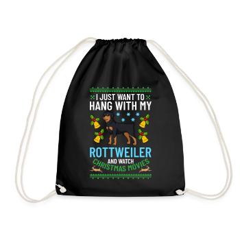 Rottweiler Chien Chiot Propriétaire Propriétaire Noël - Sac de sport léger - noir - Devant