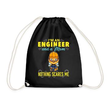 I'm An Engineer And A Mom Nothing Scares Me - Drawstring Bag - black - Front