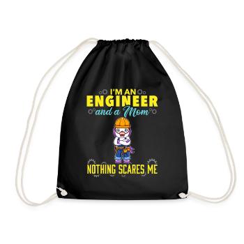 I'm An Engineer And A Mom Nothing Scares Me - Drawstring Bag - black - Front