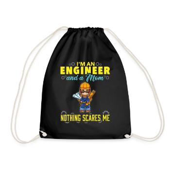 I'm An Engineer And A Mom Nothing Scares Me - Drawstring Bag - black - Front