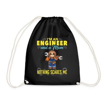 I'm An Engineer And A Mom Nothing Scares Me - Drawstring Bag - black - Front