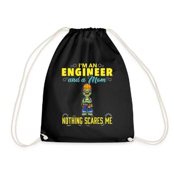 I'm An Engineer And A Mom Nothing Scares Me - Drawstring Bag - black - Front
