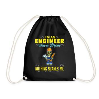I'm An Engineer And A Mom Nothing Scares Me - Drawstring Bag - black - Front
