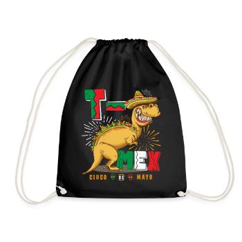 Tacosaurus T Rex Taco Cinco De Mayo Dinosaur - Drawstring Bag - black - Front