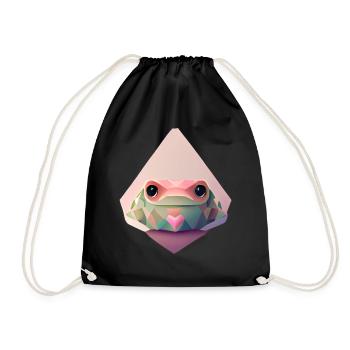 Polygon Frosch süße niedrige Poly -Kröte - Turnbeutel - Schwarz - Vorne