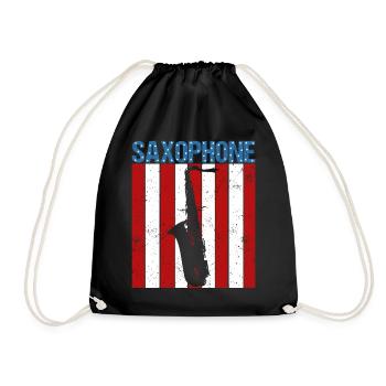 Amerikanische Flagge Vintage Saxophon Jazz Player - Turnbeutel - Schwarz - Vorne