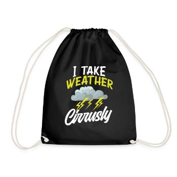 Weather Zirrus Clouds Wortspiel Wettermann - Drawstring Bag - black - Front