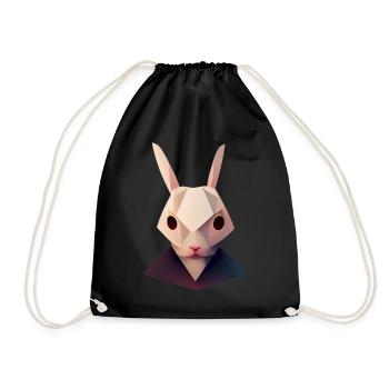 Süßes Känguroo -Kopf Polygon Low Poly Animal - Turnbeutel - Schwarz - Vorne