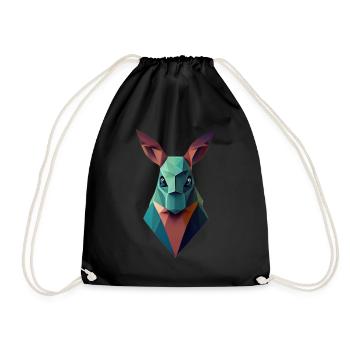 Polygon Känguroo Kopf Low Poly Australian - Turnbeutel - Schwarz - Vorne