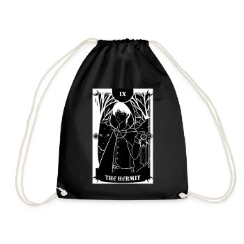 Anime -Tarot -Karte Der Einsiedler okkulte gotisch - Turnbeutel - Schwarz - Vorne