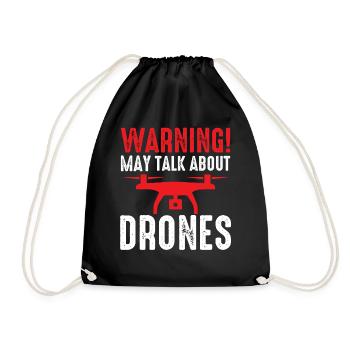 Drone Pilot Warning May Talk About Drones Quadcopt - Turnbeutel - Schwarz - Vorne